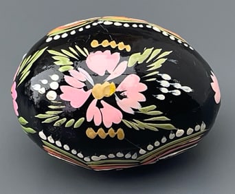 Ukrainian or Russian Hand Painted Wooden Folk Art Easter Egg