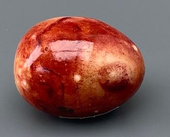Vintage Italian Tinted Alabaster Easter Egg Carved Lacquered Stone