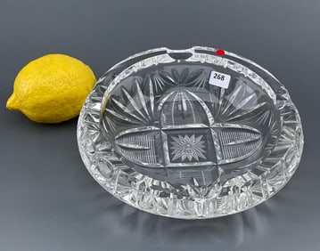 Large Crystal Cigar Ashtray Small Chip Marked with Red Dot