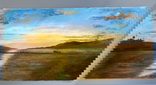 Antique California Bay View Before Golden Gate Bridge Signed Painting