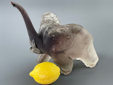 Italian Art Glass Elephant Sculpture Cenedese Al Scavo Vintage Figurine Murano Vetreria Gino