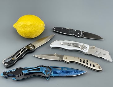 Pocket Knife Folding Knives Collection Blue Black Blades etc as pictured