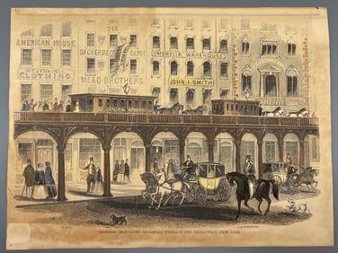 Proposed Elevated Railroad Terrasse for Broadway New York Antique Unframed Print