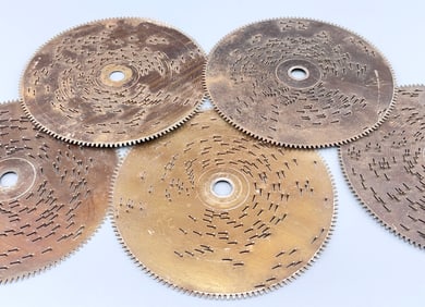 Vintage Music Box Discs Lot of 5 Approximately 4 7/16 inches in diameter