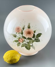 Vintage Kerosene Lamp Shade Floral Design Globe