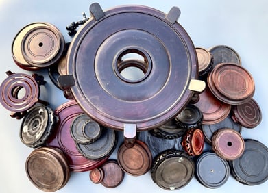 Lot of Wooden Chinese Vase Stands 3 with losses as pictured