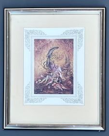 Mahmoud Farshchian Iranian Painter born 1930 Traditional Persian Style Miniature Framed Print Modern
