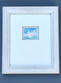 Angel of Earth Miniature Watercolor Mohammad Hourian 1953 - 2014 Shadow Box Framed Painting from San