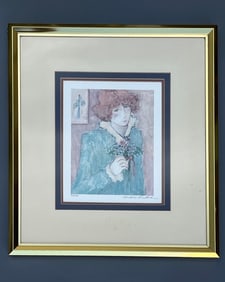 Barbara A. Wood American, Californian Artist Limited Edition Vintage Mid Century Modernist Portrait