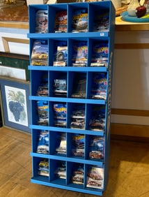 Large Hot Wheels Store Display Tower with More than 120 Toy Cars in Original Packages