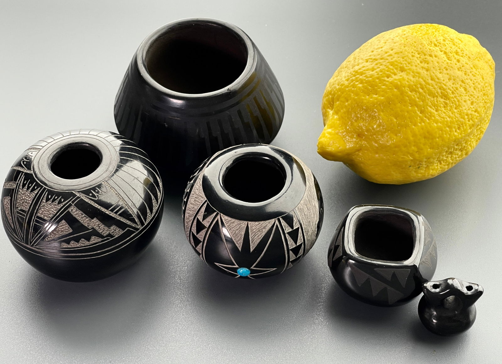 Elmer Red Starr Florence Naranjo Santa Clara Pueblo Pottery Mak Tapig Carve Turquoise Adorned Signed (1 of 8)