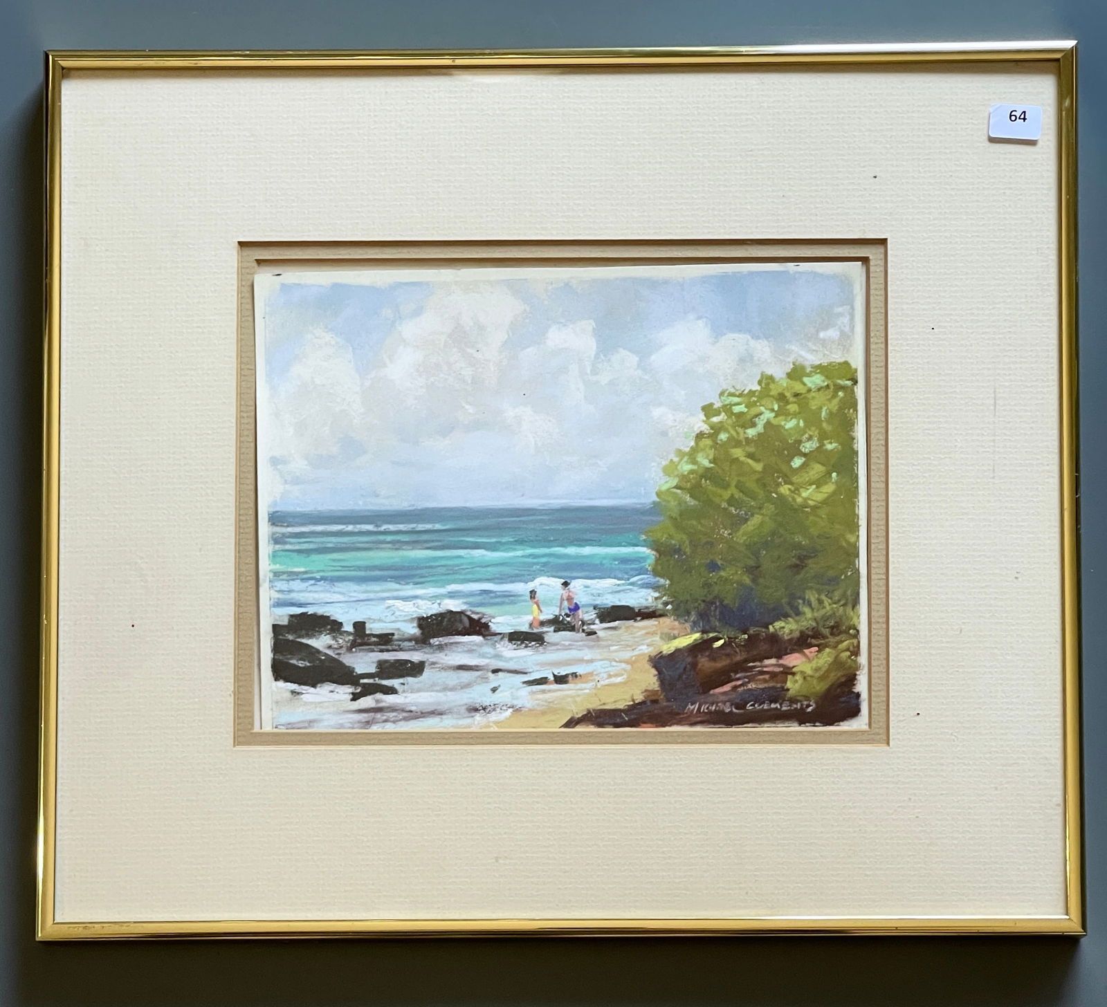 Hawaii Michael Clements Original Signed Painting Mid Century Framed Work on Paper (1 of 5)