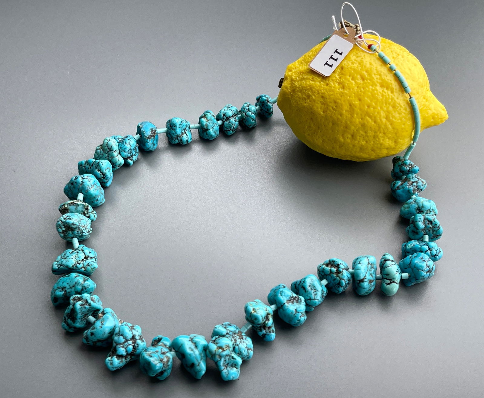 Vintage Native American Navajo Jewelry Chunky Turquoise Nuggets Necklace (1 of 3)