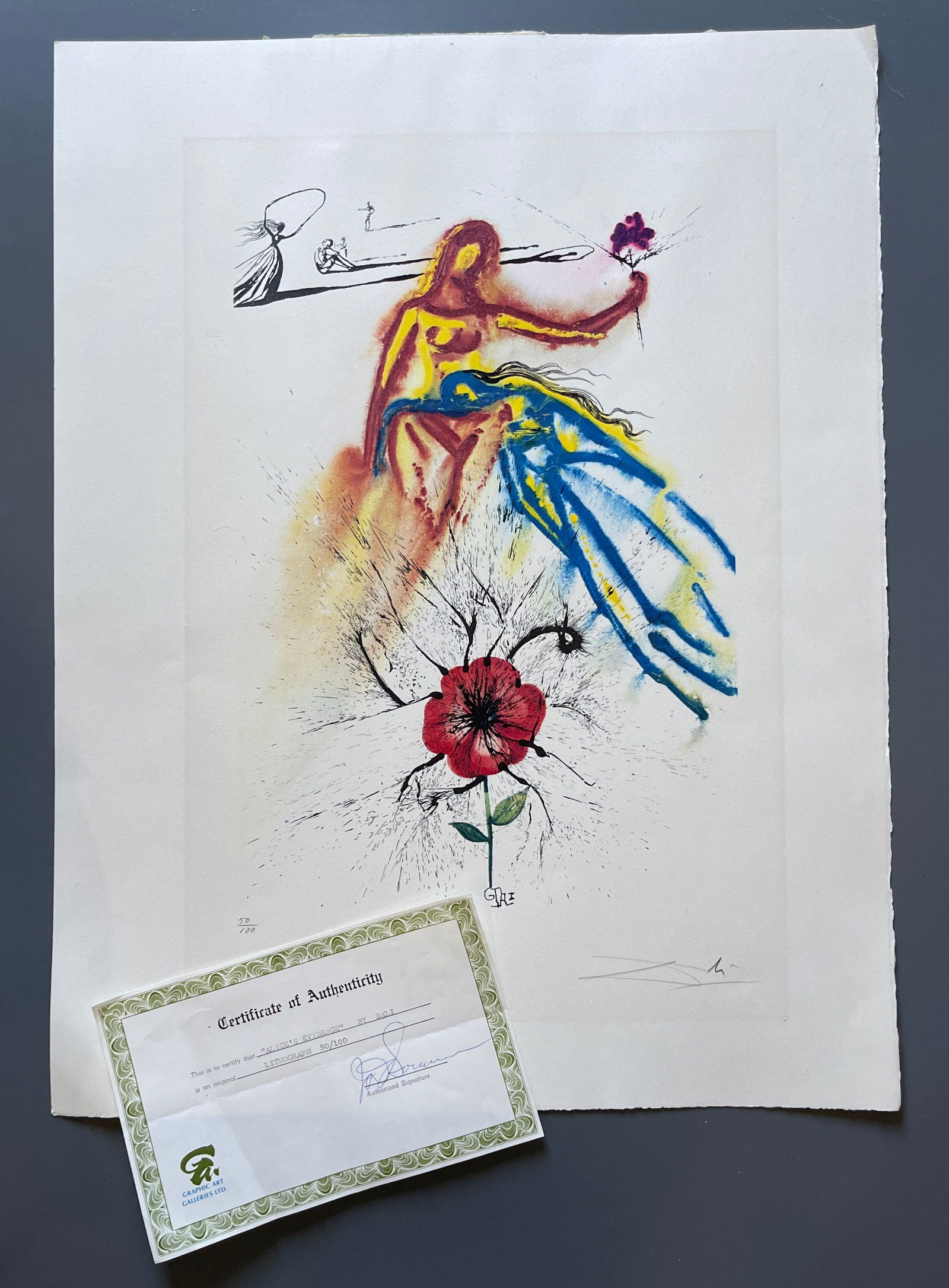 Salvador Dali 1904-1989 Alice in Wonderland Exclusive Edition Artist Signed Surrealist Lithograph (1 of 9)
