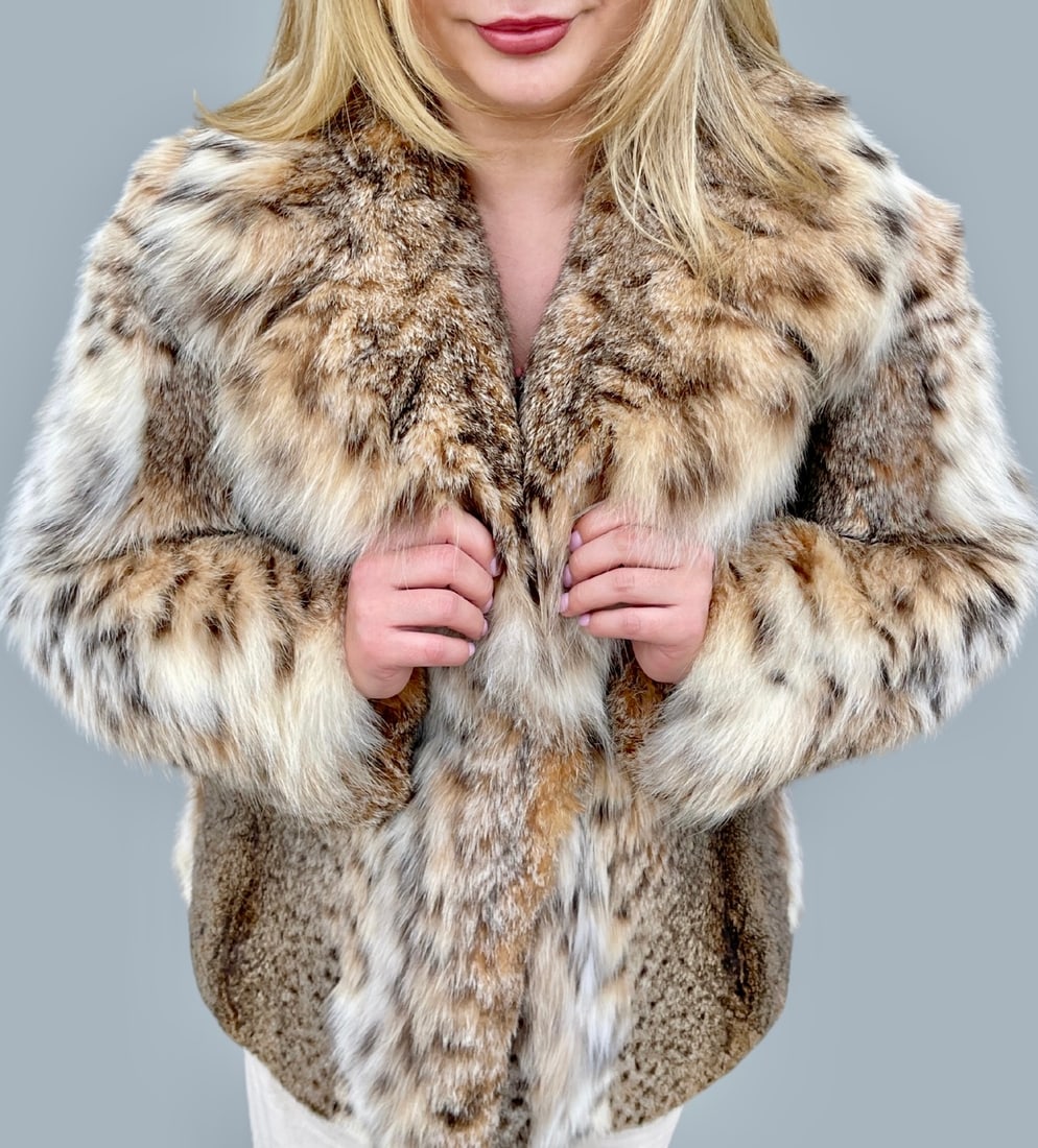 Vintage Donald Brooks Lynx Fur Jacket Size 8 MBS Initials (1 of 5)