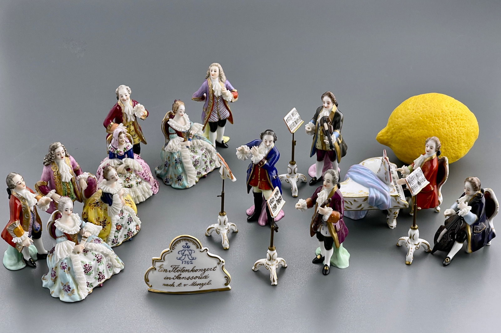 German Dresden Porcelain Flute Concert Miniature Musical Figurines After the Painting by Adolph (1 of 10)