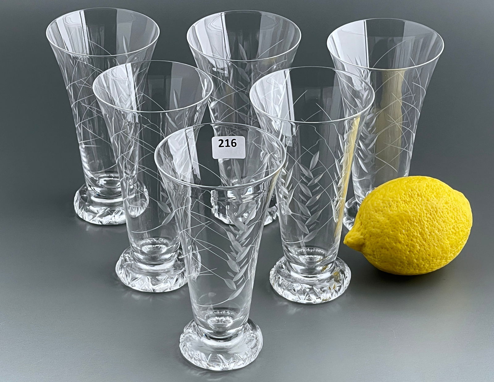 Daum France Crystal Cocktail or Champagne Glasses Mid Century French Cut Glass on Footed Base Hand (1 of 5)