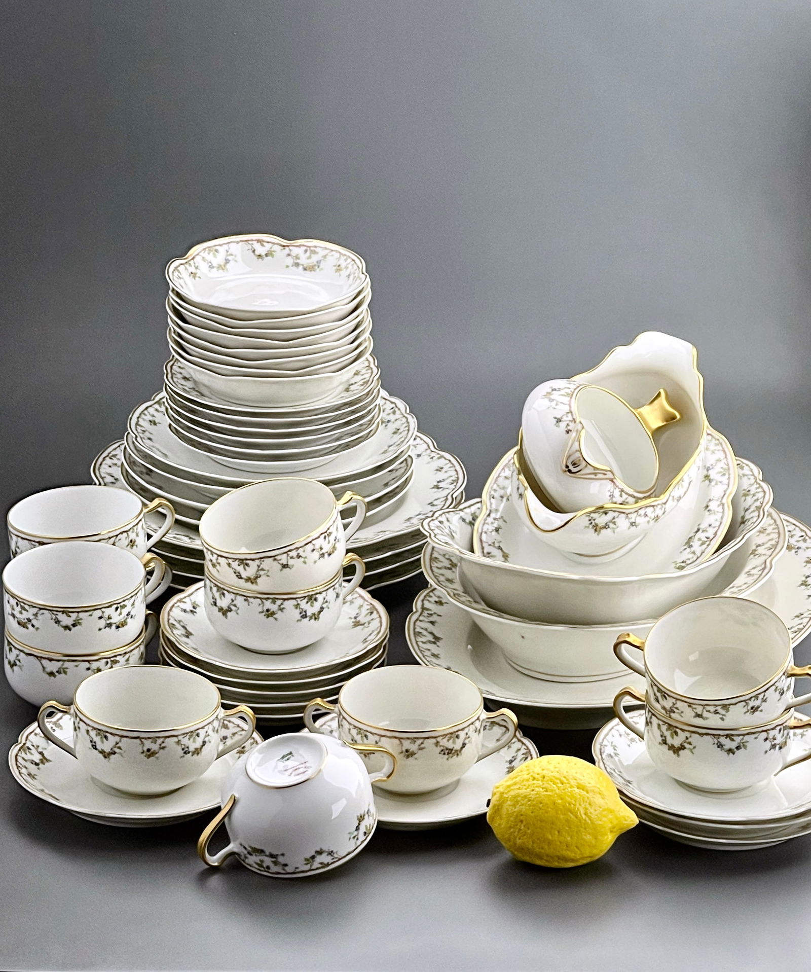 Antique French Limoges Porcelain Partial Dinner Set c.1st Quarter of 20th Century (1 of 11)