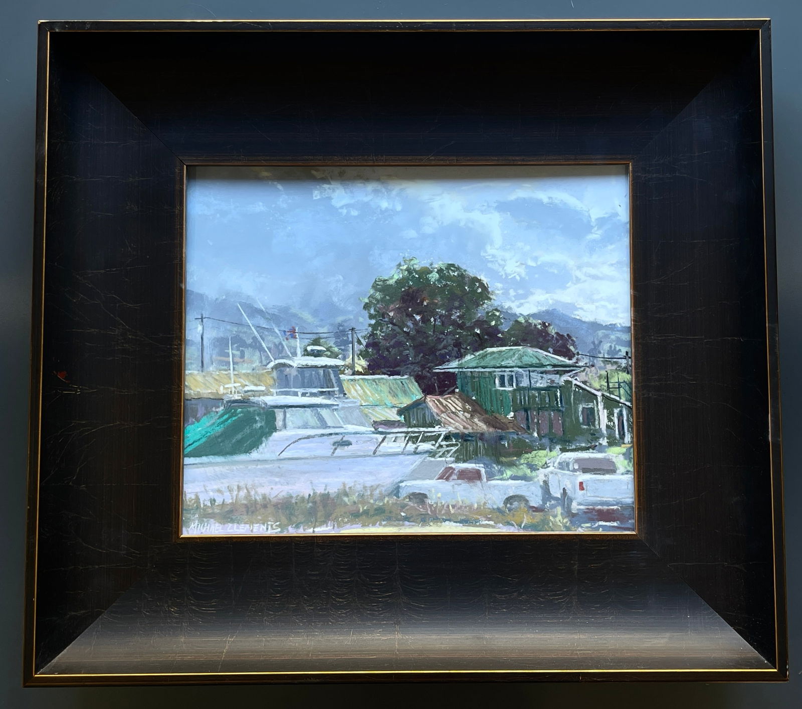 Lahaina Maui Mala Boat Yard Pastel on Board Signed Painting by American Artist Michael Clements (1 of 5)