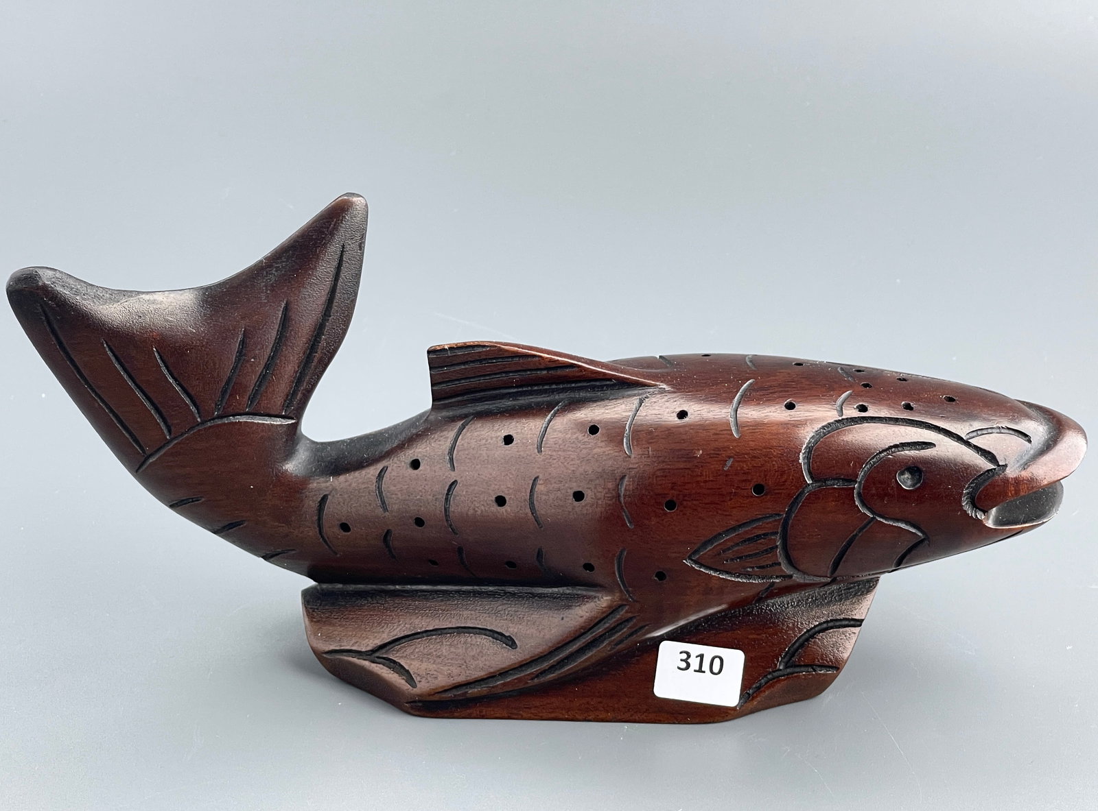 Haiti Mahogany Fish Mid Century Mevs Brothers Wood Carved Sculpture: Haiti Mahogany Fish Mid Century Mevs Brothers Wood Carved Sculpture Approximately 9 1/8 x 2 1/4 x 4 3/8 inches tall.