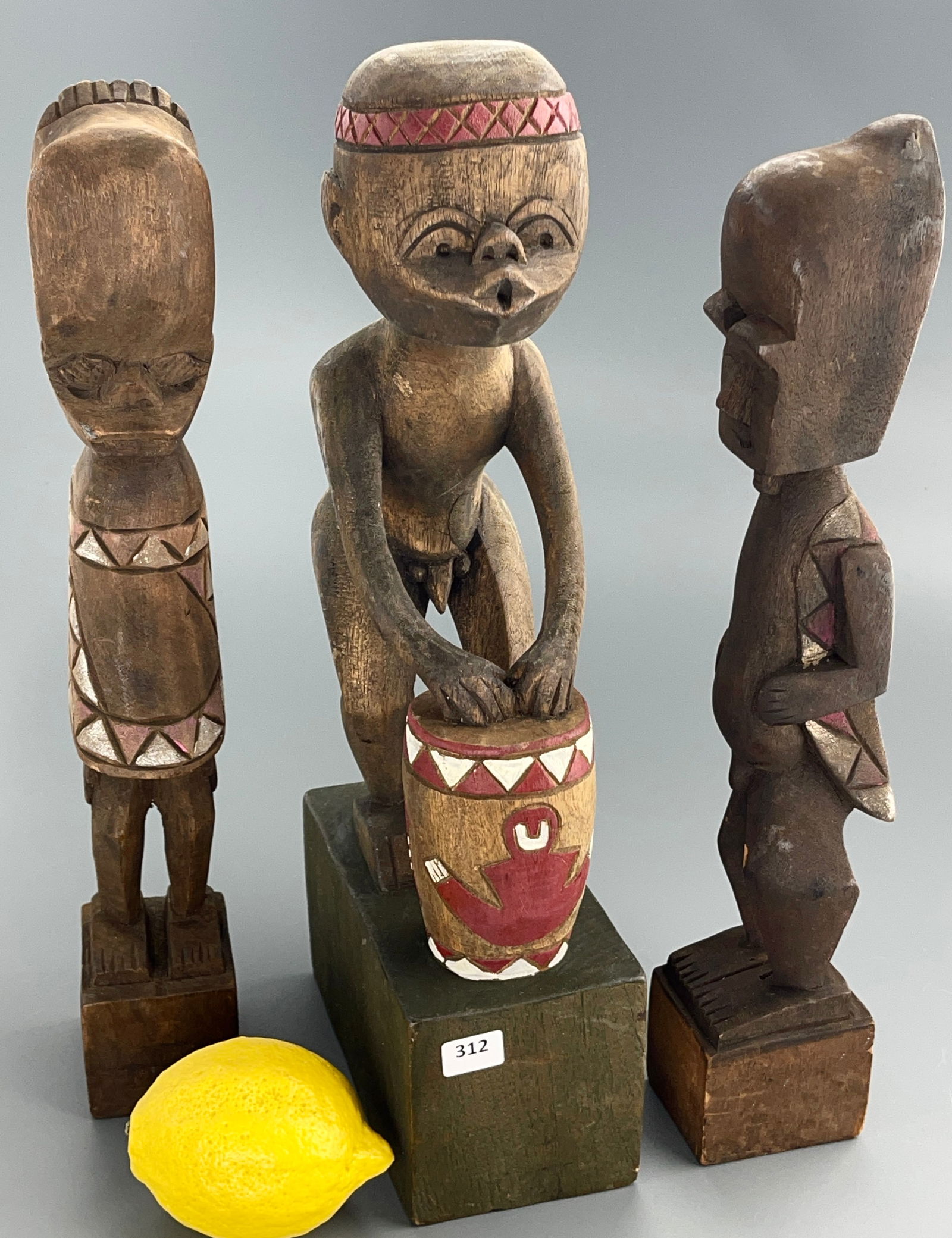 Vintage Oceanic Carved Wood Figures Drum Player Australian Tribal Primitive Folk Art Lot of 3 (1 of 10)