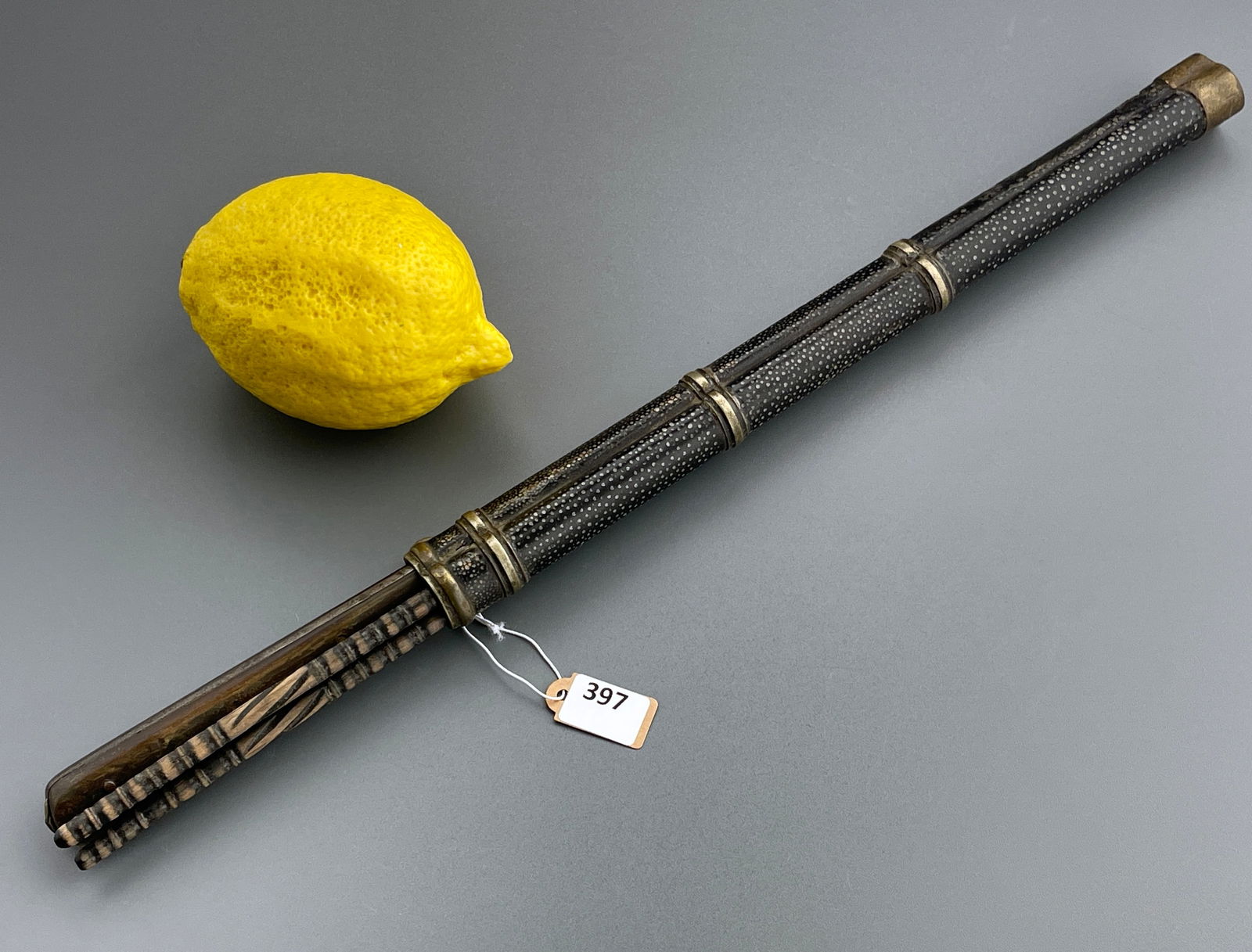 Antique Asian Trousse Knife & Chopsticks Fine Traveling Case Eating Utensils Brass Bended Sheath (1 of 12)