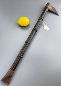 Antique Japanese Firefighter Tobikuchi Fireman Pick Axe Iron & Wood Tobiguchi