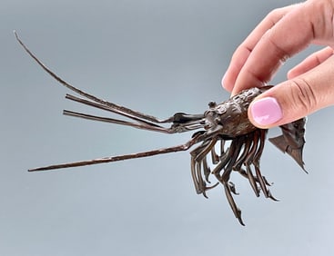 Articulated Copper Crawfish Jizai Okimono Antique Meiji Period Realistic Sea Creature Signed Hiromi