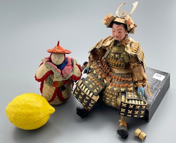 Japanese Samurai Armor Suit O-yoroi Dolls Vintage or Antique Lot of 2