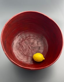 Large Chinoiserie Crimson Red Bowl