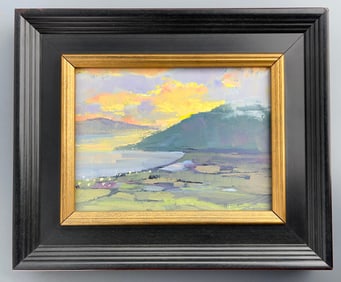 Kula Sunset Glow Oil Painting Hawaiian Artist Michael Clements Signed Framed Painting on Board