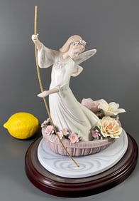 Lladro #7679 The Enchanted Lake Limited Edition Elaborated Porcelain Figurine on Wooden Stand El