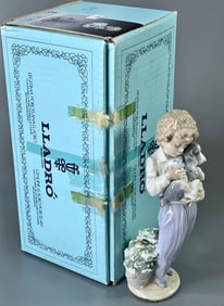 Society Piece 1989 Lladro Figurine My Buddy 7609 Boy Holding Puppy Perrito Convaleciente Brillo