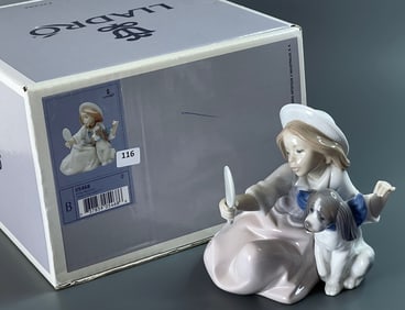 Girl with Dog Porcelain Figurine Who s the Fairest? Lladro Item #01005468 Designed and sculpted by