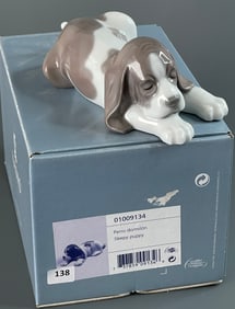 Lladro Sleepy Puppy #01009134 Spanish Name Perro Dormilon Sculptor Julio Fernandez Year Issued 2014