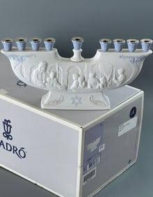 Menorah Lladro 01006706 Hanukkah Porcelain Last Retail $400.00
