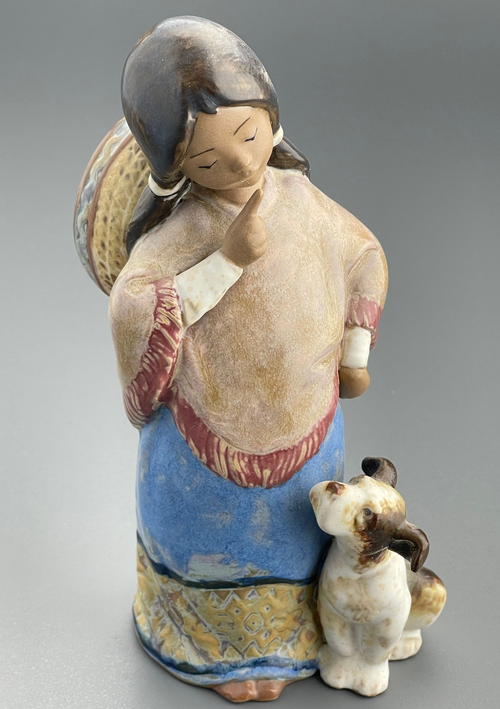 Chiquita Lladro Model Number 12165 Spanish Traditions Collection Cres Finish Porcelain Figurine: Chiquita Lladro Model Number 12165 Spanish Traditions Collection Cres Finish Porcelain Figurine Issued in 1987 and Retired in 1993 Spanish Name: Amonestando Al Perro Sculptor Jose Puche