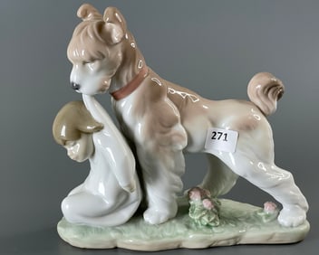 Safe and Sound 6556 Dog Holding Baby Lladro Porcelain Figurine