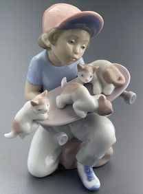 Special Event Lladro 1994 Item Number 7623 Porcelain Figurine Titled Little Riders Depicts a Young