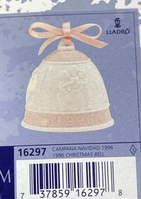 Lladro Christmas Ornament Bell 1996 #16297 Open Box Unused