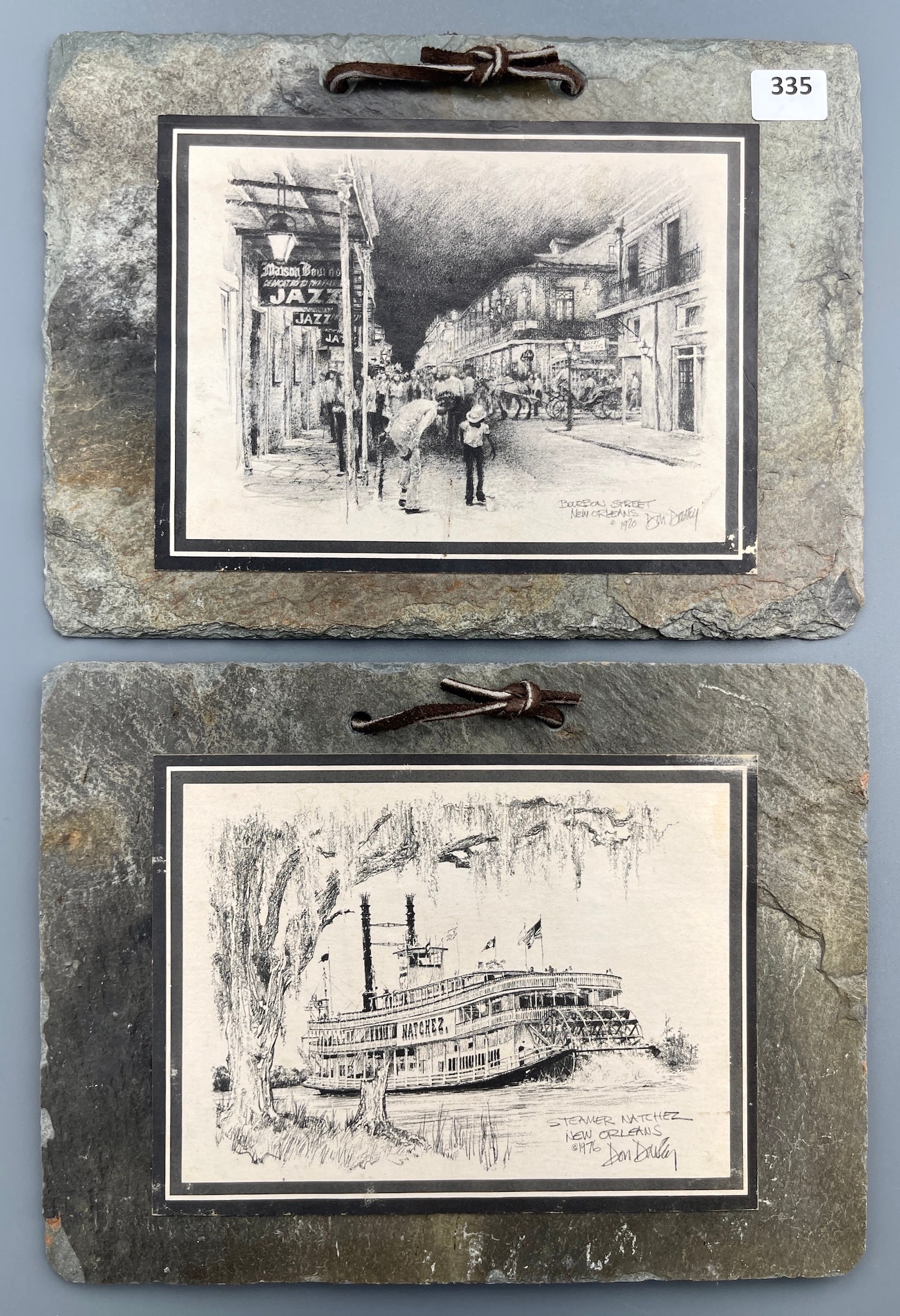 Don Davey Bourbon Street New Orleans Steamer Natchez Steamboat Vintage Mid Century Engraving Mounted (1 of 5)