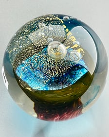 Large Abstract Potted Flower Modern Art Glass Jumbo Paperweight