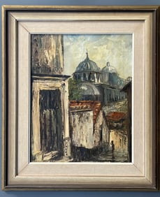 Montmartre Paris Street Scene Impasto Impressionist Style Oil Painting on Canvas Rue Norvins with a