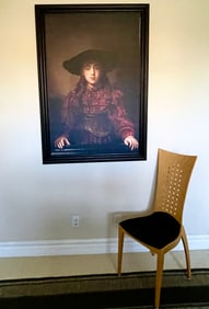 After Rembrandt Framed Giclee Print on Canvas Girl in a Picture Frame Rembrandt Van Rijn