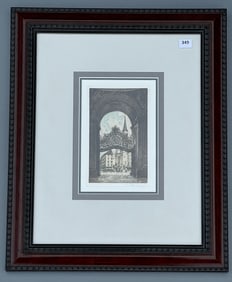 Michaelertor Austrian Artist Josef Eidenberger Pencil Signed Hand Tinted Etching depicting a view of