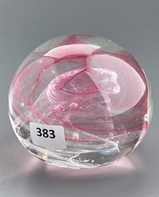 Studio Art Glass Pink Swirl Paperweight