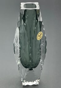 Rare Murano Italian Glass Immerso and Cut Crystal Soliflore Vase