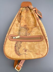 Alviero Martini World Map Leather Backpack 1 Classe Geo Classic Naturale