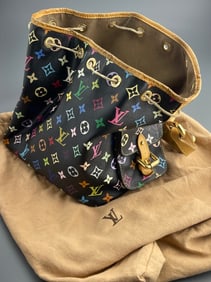 Louis Vuitton Black Multicolor Monogram Noe Shoulder Bag Vintage Bucket Bag Made in Spain