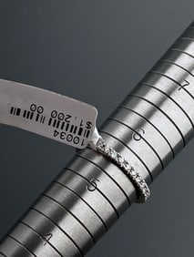 18K White Gold Micro Eternity Band Ring with .50 ct VS F Diamonds Size 5